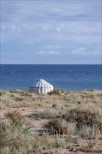Yurt on Lake Issyk Kul, Kyrgyzstan, Asia