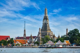 Buddhist temple (wat) Wat Arun on Chao Phraya River. Bangkok, Thailand, Asia