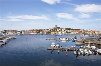 Marstrandsoe archipelago island with the harbour and Carlsten Fortress, Marstrand, Vaestra