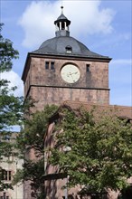 Heidelberg castle, Castle gate tower with clock, Heidelberg, Baden Wurttemberg, Germany, Europe