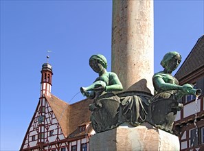 Forchheim, Leisgang Fountain, fountain in front of the town hall, built in 1927 by Georg Leisgang,