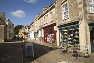 Historic buildings and shops, High Street, Corsham, Wiltshire, England, UK