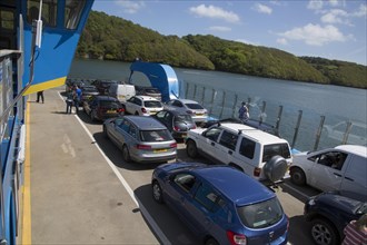 King Harry Ferry Bridge vehicular chain ferry crossing River Fal, Cornwall, England, UK