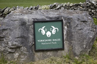 Sign for Yorkshire Dales national park, England, UK