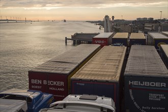 Lorries on Stena Lines ferry, Port of Rotterdam, Hook of Holland, Netherlands