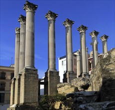 Columns of Roman temple remains, Templo Romano, Cordoba, Spain, Europe