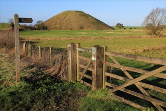Silbury Hill neolithic site Wiltshire, England, UK is the largest manmade prehistoric structure in