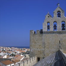 View from the roof of Notre-Dame-de-la-Mer church, Saintes-Maries-de-la-Mer, Camargue, France,