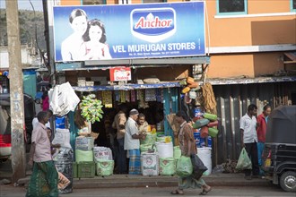 Shops in town of Haputale, Badulla District, Uva Province, Sri Lanka, Asia