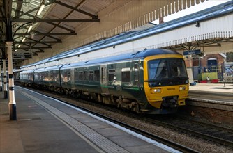 GWR Great Western Railway Class 165 Turbo train 166206 at Salisbury station, Wiltshire, England, UK