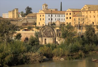 Historic Albolafia Moorish water-wheel on river Rio Guadalquivir, Cordoba, Spain, Europe