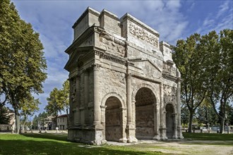Roman Triumphal Arch of Orange, Arc de triomphe d'Orange, Provence-Alpes-Cote d'Azur, Vaucluse,