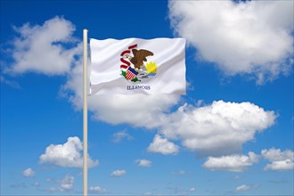 The flag of Illinois, Lake, Michigan, Chicago, state in the Midwest of the USA, capital is Chicago,