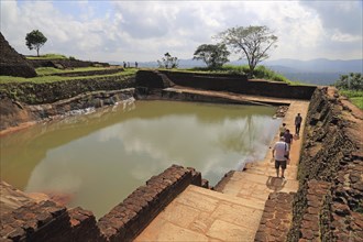 Bathing pool in rock palace fortress on rock summit, Sigiriya, Central Province, Sri Lanka, Asia