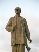 S.W.R.D. Bandaranaike statue against pale blue sky, Colombo, Sri Lanka, Asia