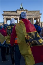 Germany, Berlin, 08.01.2024, Protest by farmers in front of the Brandenburg Gate, German flag,