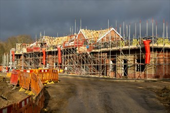 Building site construction new homes, Persimmon housing estate, Honours Meadow, Rendlesham,