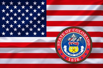 The flag of the USA with the coat of arms of Colorado, Studio