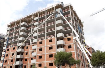 Construction of high rise apartment block housing in Gibraltar, British overseas territory in