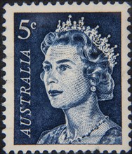 Queen Elizabeth II (1926, 2022) of Great Britain. Portrait on Australian postage stamp
