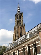 Gothic church clock tower, Onze Lieve Vrouwetoren, Amersfoort, Netherlands