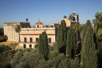 Historic palace building, Palacio de Villavicencio and gardens in the Alcazar, Jerez de la