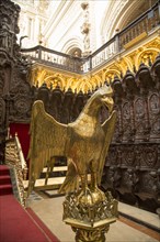 Brass eagle lectern inside the Catholic cathedral, former great mosque, Cordoba, Spain, Europe