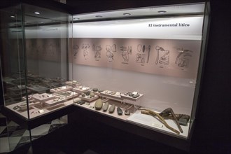 Display of stone age farming implements tools, archaeology museum, Jerez de la Frontera, Cadiz