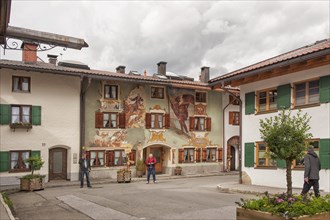 House with typical Lueftl painting, Mittenwald, Bavaria