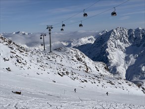 Tiefenbachferner glacier ski area with Tiefenbach cable car, Soelden, Oetztal, Tyrol