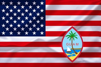 The flag of the USA with the coat of arms of Guam, Studio