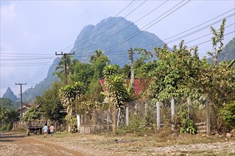 Rural street scene at Vang Vieng, Vientiane, Laos, Asia