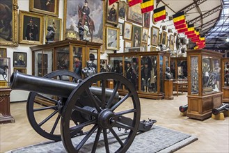 Collection of 19th century muzzleloading black powder cannons, weapons and uniforms at the Royal