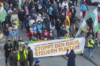 Thousands of people demonstrate on Schlossplatz in Dresden and then march through the city centre.