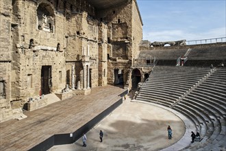 Auditorium and scaenae frons of the Roman Theatre antique d'Orange, Ancient Theater of Orange,