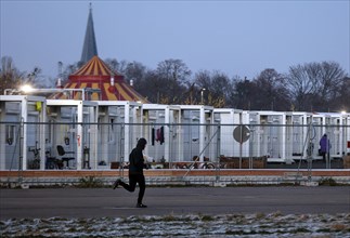 Around 800 refugees from Ukraine are housed in containers in a refugee shelter on Tempelhofer Feld,
