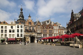 Historic buildings Saint Stephen's church tower, Grote Markt, Nijmegen, Gelderland, Netherlands