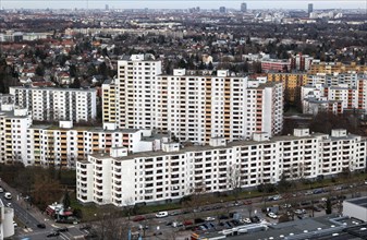View of residential buildings in Gropiusstadt. The rise in rents in German cities has increased