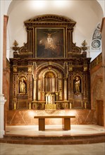 Elaborately decorated altar inside Iglesia Santo Cristo de la Salud, Malaga, Spain, Europe