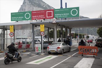 Customs at the border between Spain and Gibraltar, British overseas territory in southern Europe