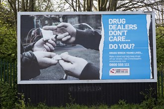 Anti drug dealing poster Ipswich, Suffolk, England, UK