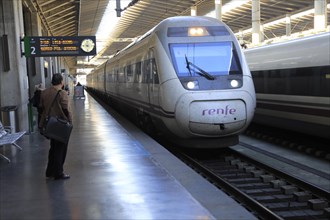 RENFE train at platform, Cordoba railway station, Spain, Europe