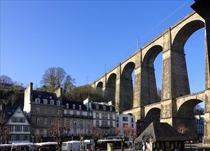 Place des Otages, viaduct of the Paris-Brest railway line, Morlaix Montroulez, Finistere Penn Ar
