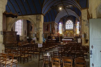 Interior of the Saint-Sauveur church on the Riviere du Faou on the Rade de Brest, Le Faou,