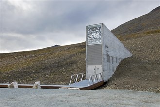 Entrance to the Svalbard Global Seed Vault, largest seed bank in the world and backup facility for
