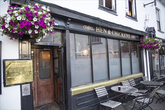 Historic Hen and Chickens pub building, Abergavenny, Monmouthshire, South Wales, UK