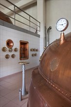 Copper brew kettle at Brouwerij Lindemans, Belgian brewery at Vlezenbeek, producer of geuze and