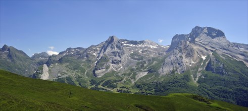 View over the Cirque de Gourette and the Massif du Ger seen from the Col d'Aubisque in the