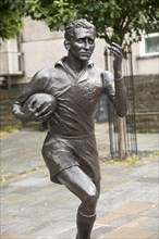 Statue of local hero rugby player, Ken Jones, Blaenavon, Torfaen, Monmouthshire, South Wales, UK