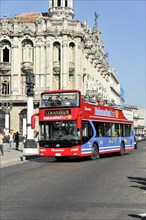 Open-top tourist bus, Centro Habana, Cuba, Greater Antilles, Caribbean, Central America